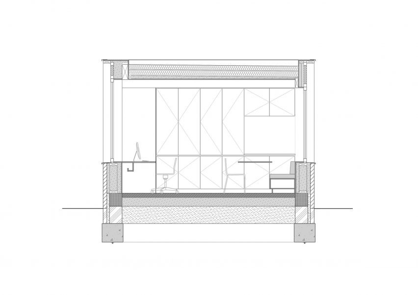 Section of Van Laethem Architecten's garden studio