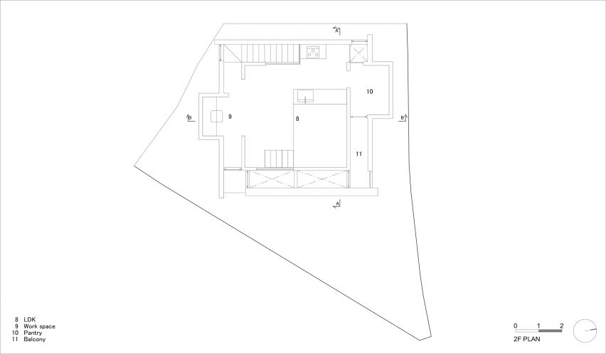 Plan of House in Kyobate by Fujiwaramuro Architects