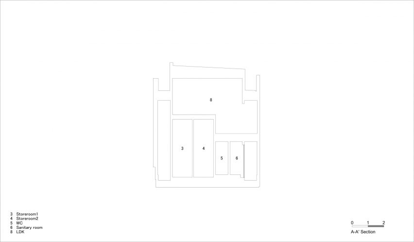 Section of House in Kyobate by Fujiwaramuro Architects