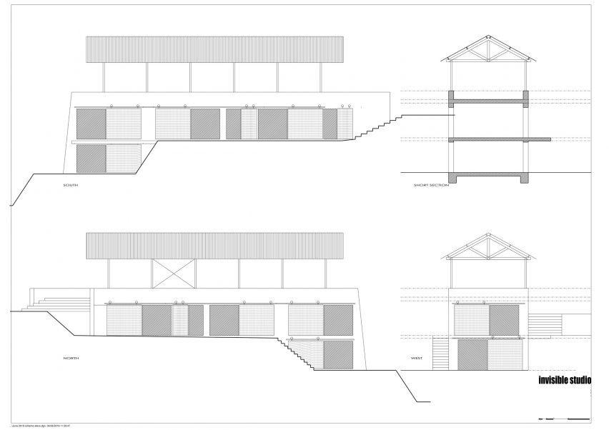 Section and elevation of House in an Olive Grove by Piers Taylor