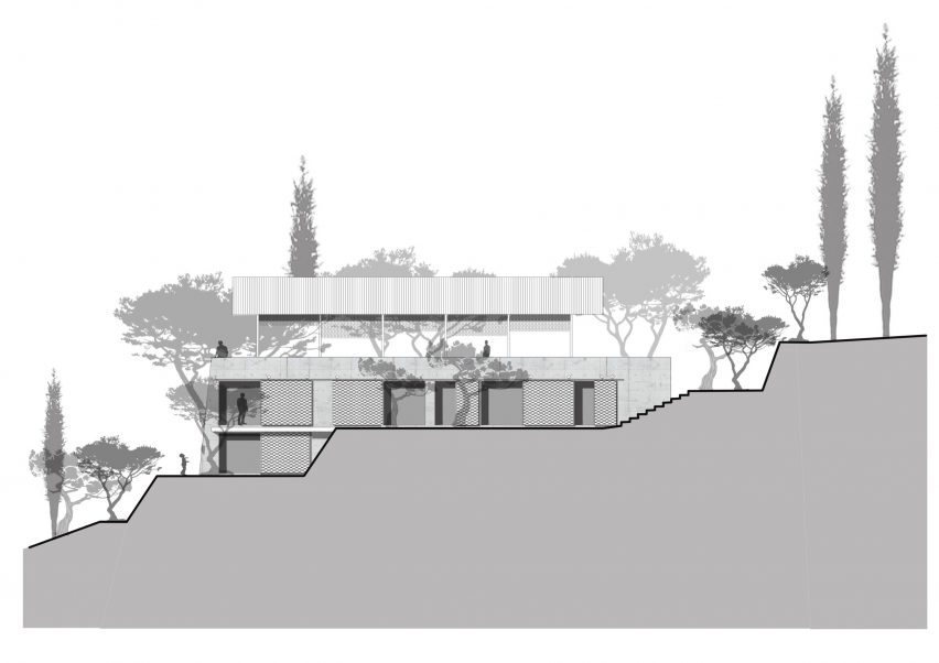 Elevation of House in an Olive Grove by Piers Taylor