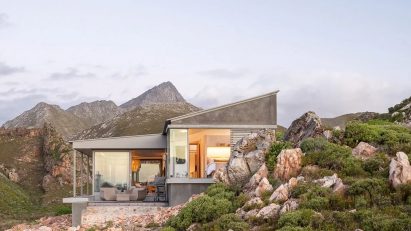 Single storey home in rocky landscape