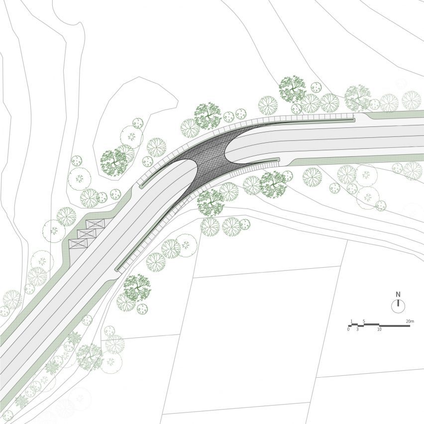 Plan of Woven Gateway and Sky Ring by Line+ Studio