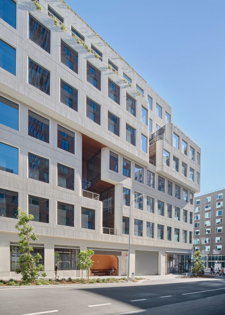 White tiered building