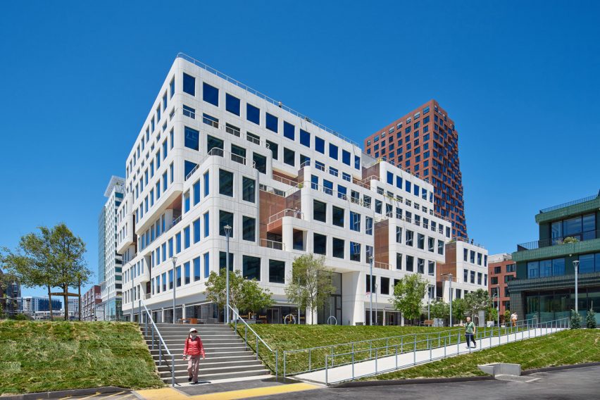 White tiered building