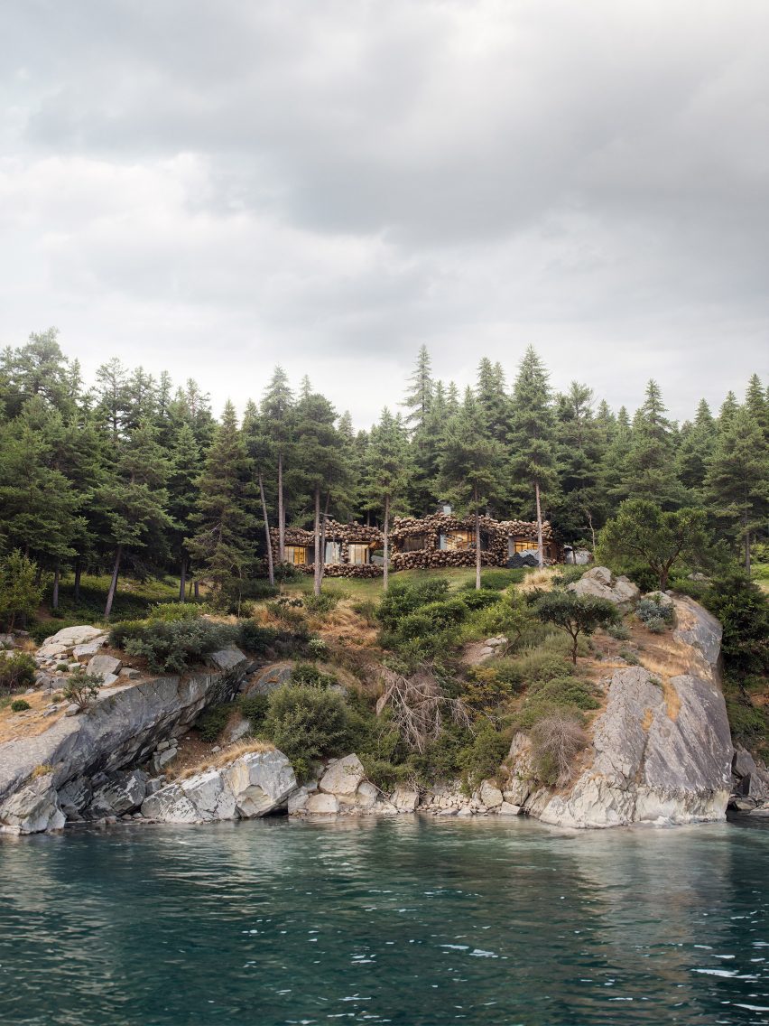 Burl covered concrete houses by Omer Arbel