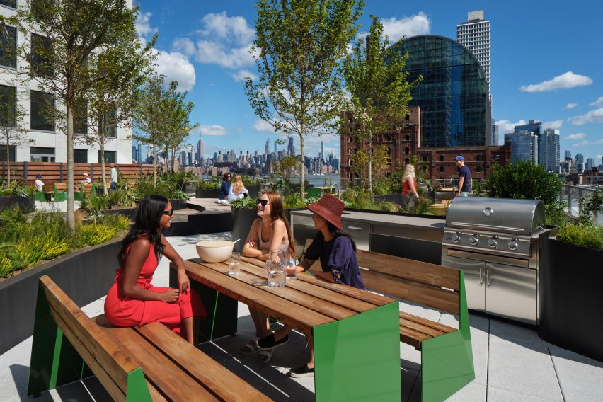People sitting at a bench