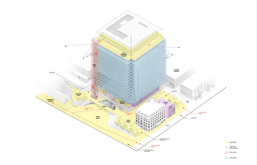 Axonometric drawing of Paddington Square by Renzo Piano Building Workshop