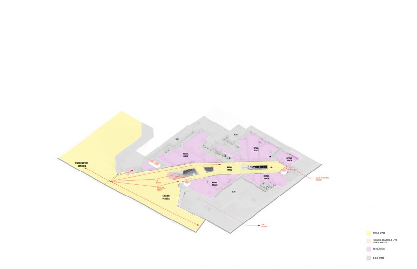 Axonometric drawing of Paddington Square by Renzo Piano Building Workshop