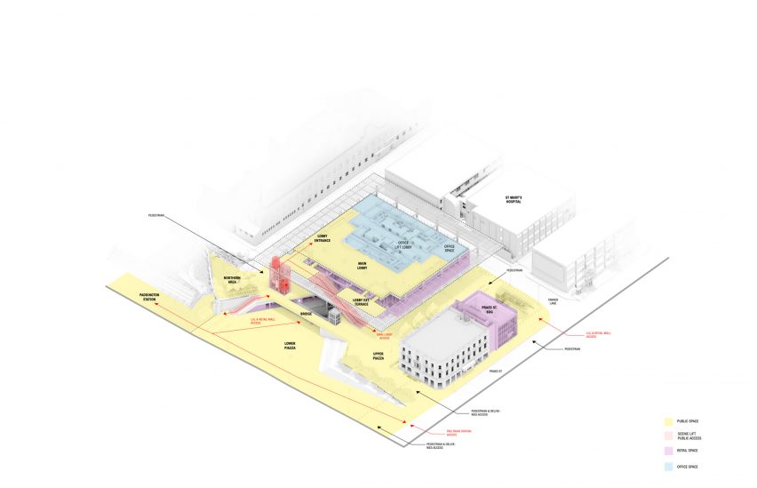 Axonometric drawing of Paddington Square by Renzo Piano Building Workshop
