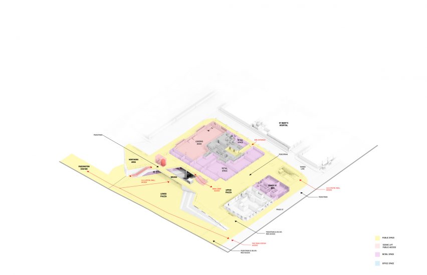 Axonometric drawing of Paddington Square by Renzo Piano Building Workshop