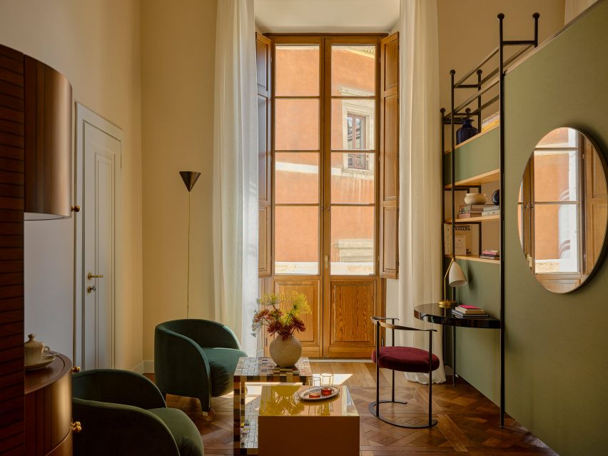 Suite interiors at Palazzo Talia in Rome, Italy