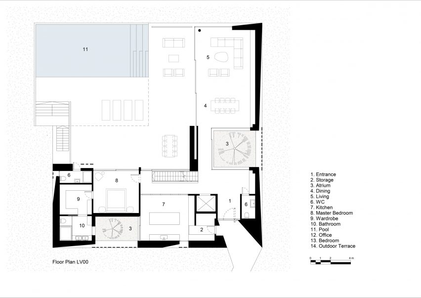 Plan of Atrium House by Point27 Architects