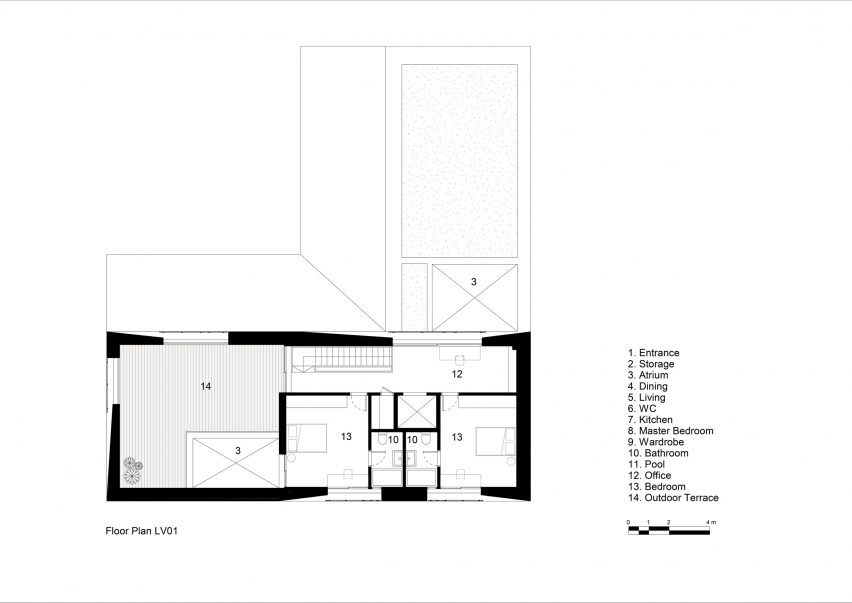 Plan of Atrium House by Point27 Architects