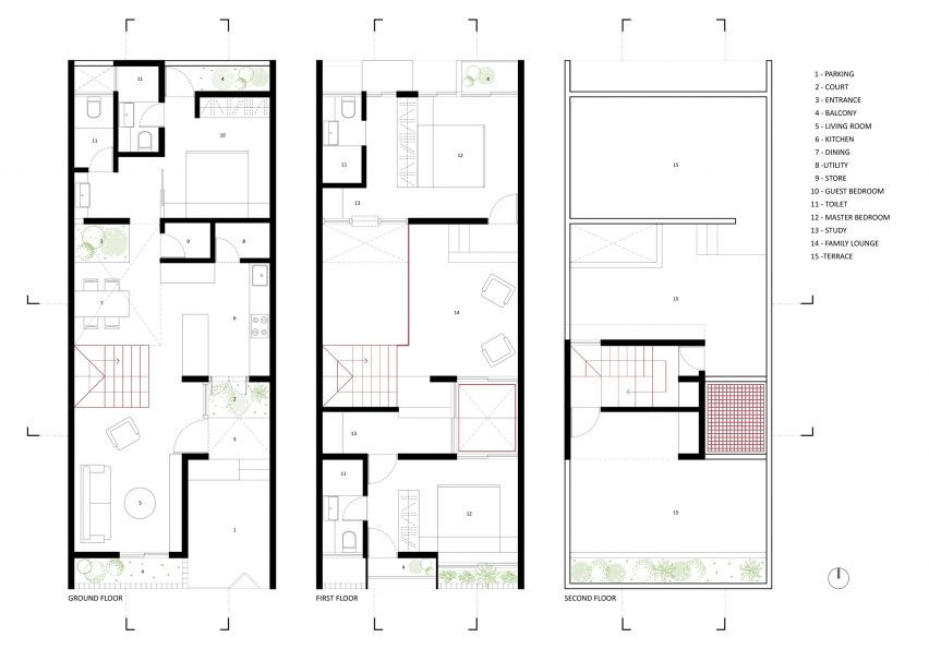 Plans of Porous Adobe by Rahul Pudale Design