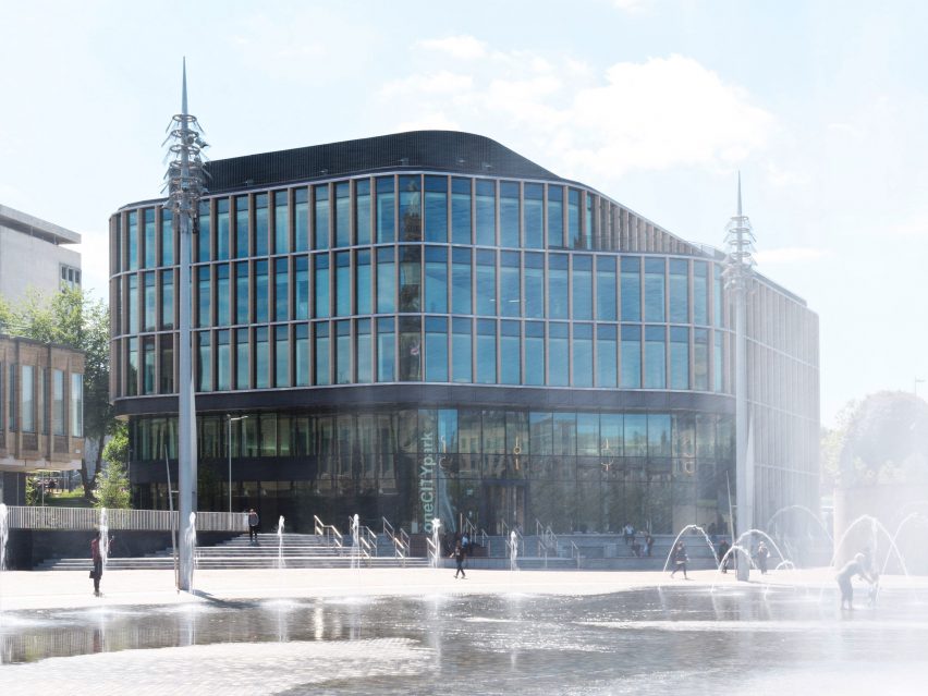 Custom concrete facade at One City Park by Rieder