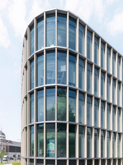 Custom concrete facade at One City Park by Rieder