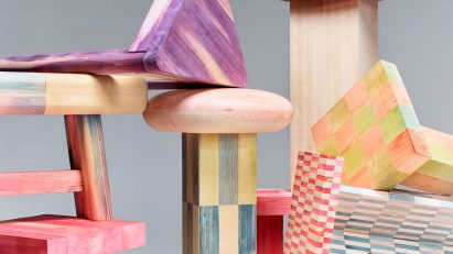 Roggbif stools by Studio Sløyd featuring through-coloured wood