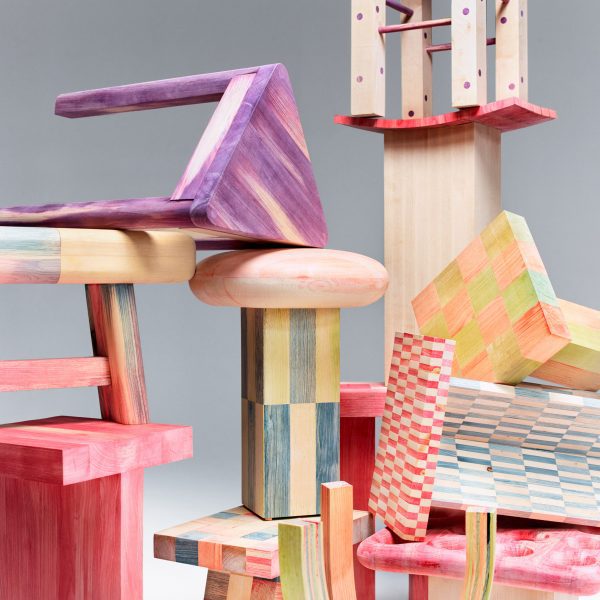 Roggbif stools by Studio Sløyd featuring through-coloured wood