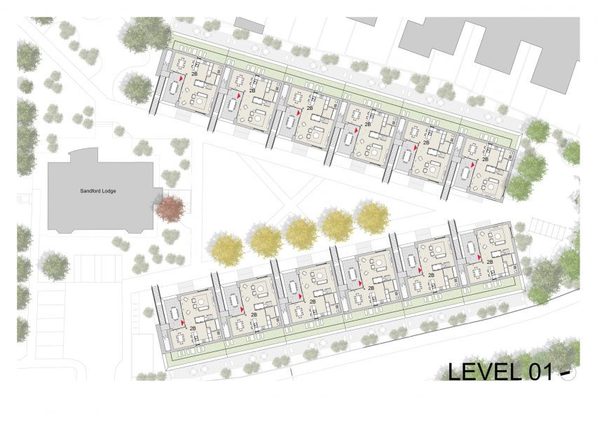 Plan of The Residences at Sandford Lodge by Shay Cleary Architects