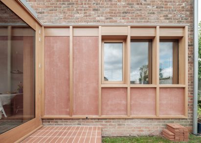 Exposed timber framing Station Road extension