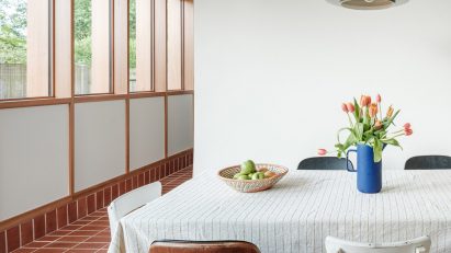 Light-filled extension constructed with timber frame
