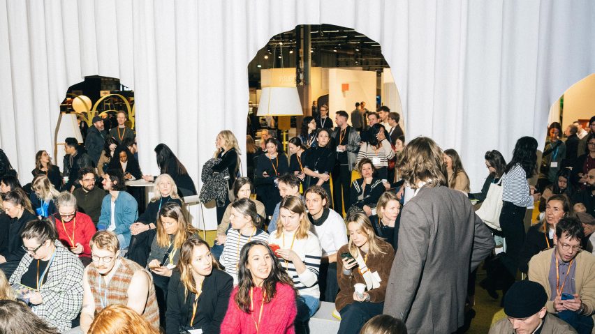 People gathered at furniture fair