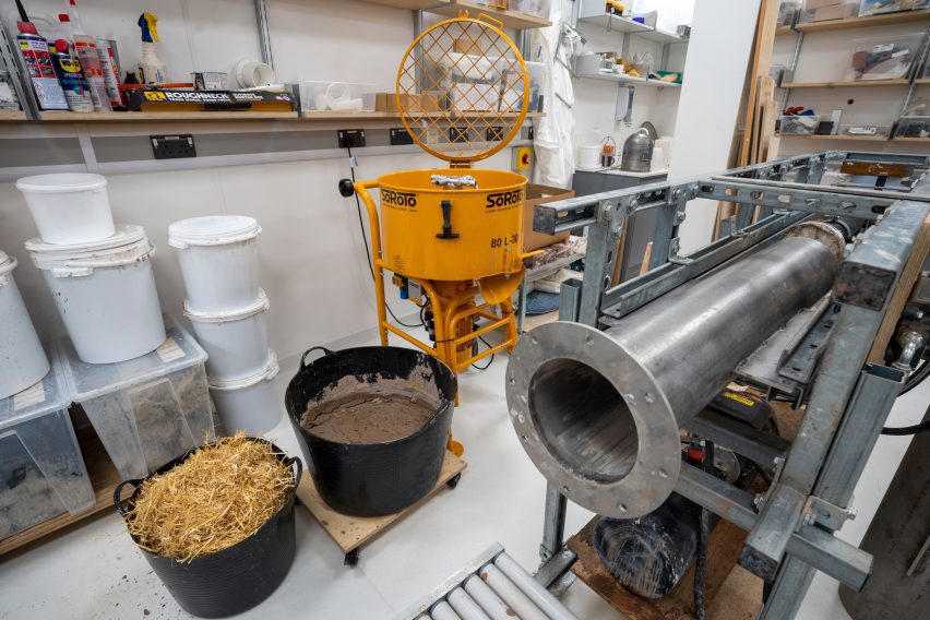 Extruded cob brick production by Tavs Jorgensen