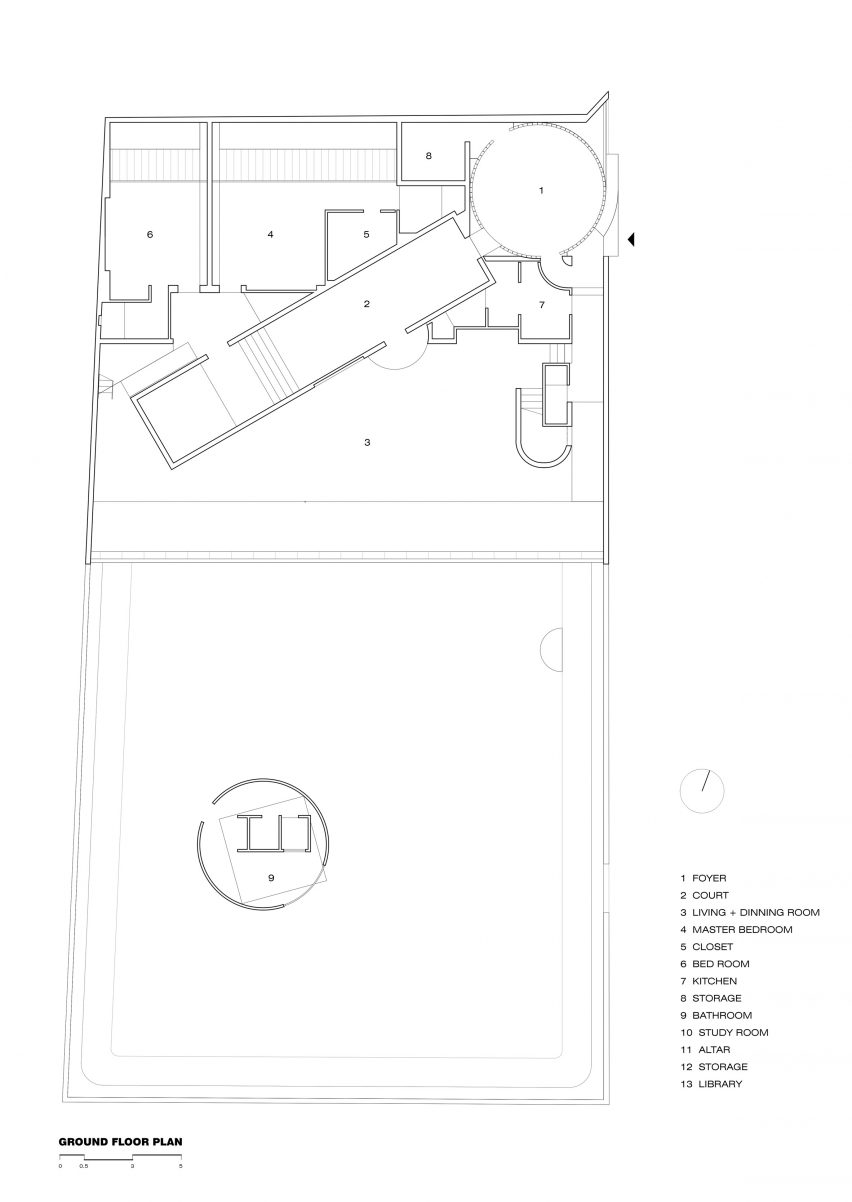 Ground floor plan of Thu House by Kientruc O