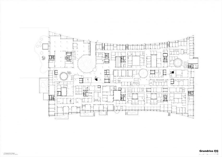 Floor plan of University Children's Hospital (Kinderspital) by Herzog & de Meuron