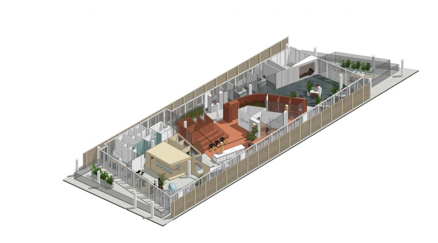 Plans for Land over water office by Firm Architects