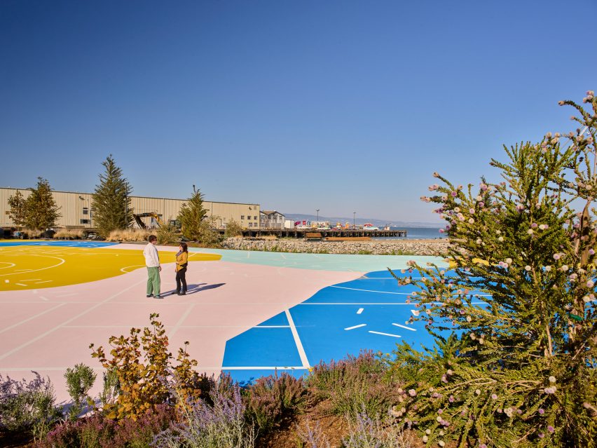 Colourful basketball court