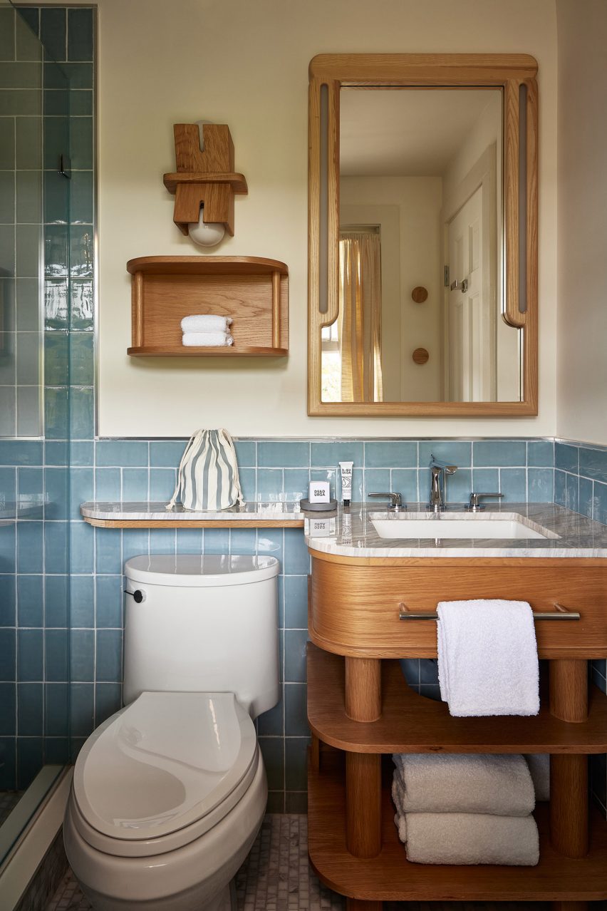 Bathroom with blue tile