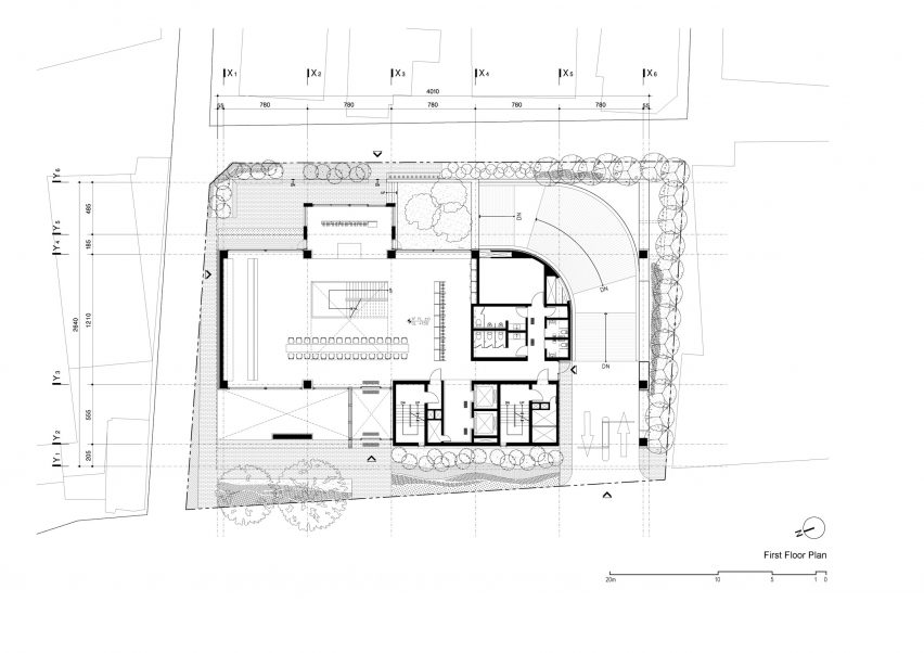 Plan of W-Mission Office by Behet Bondzio Lin Architekten and BCHO Architects
