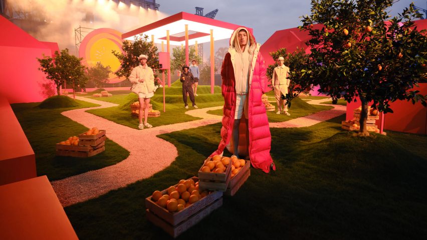 Donald Glover colourful Moncler designs
