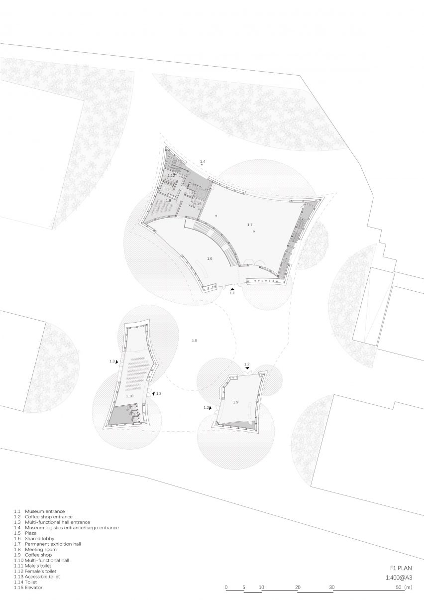 Plan of UCCA Clay Museum by Kengo Kuma and Associates