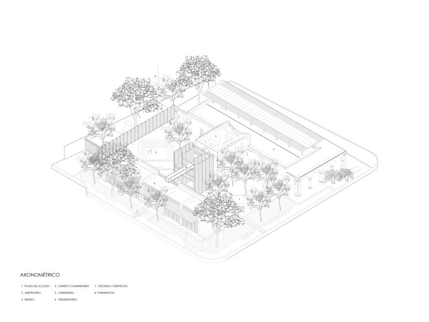 Axonometric San Blas port building by Colectivo C733