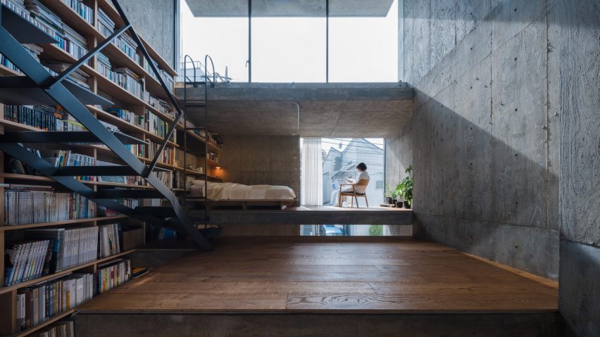 Eight minimalist bedrooms lined with exposed concrete surfaces