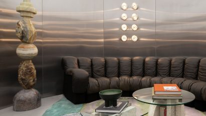 Metal interior with circular couch
