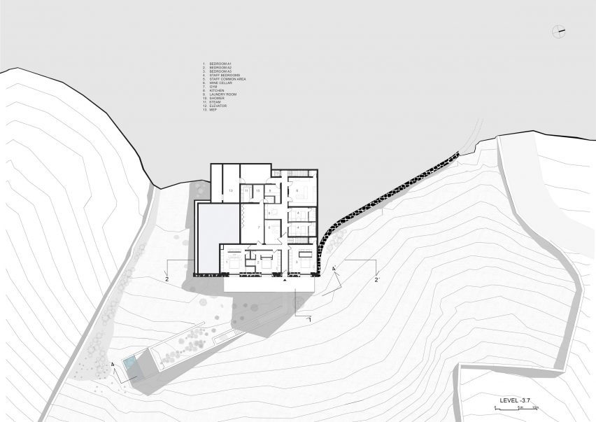 Lower floor plan of Aimasia Residence by Tom Design and A31 Architecture