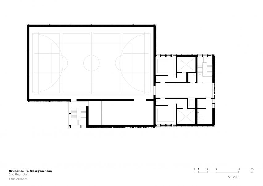 Second floor plan Sporthallenprovisorium Gloriarank by Itten+Brechbuhl