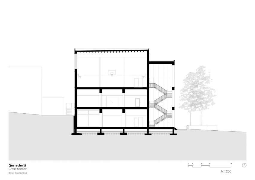 Section of Sporthallenprovisorium Gloriarank by Itten+Brechbuhl