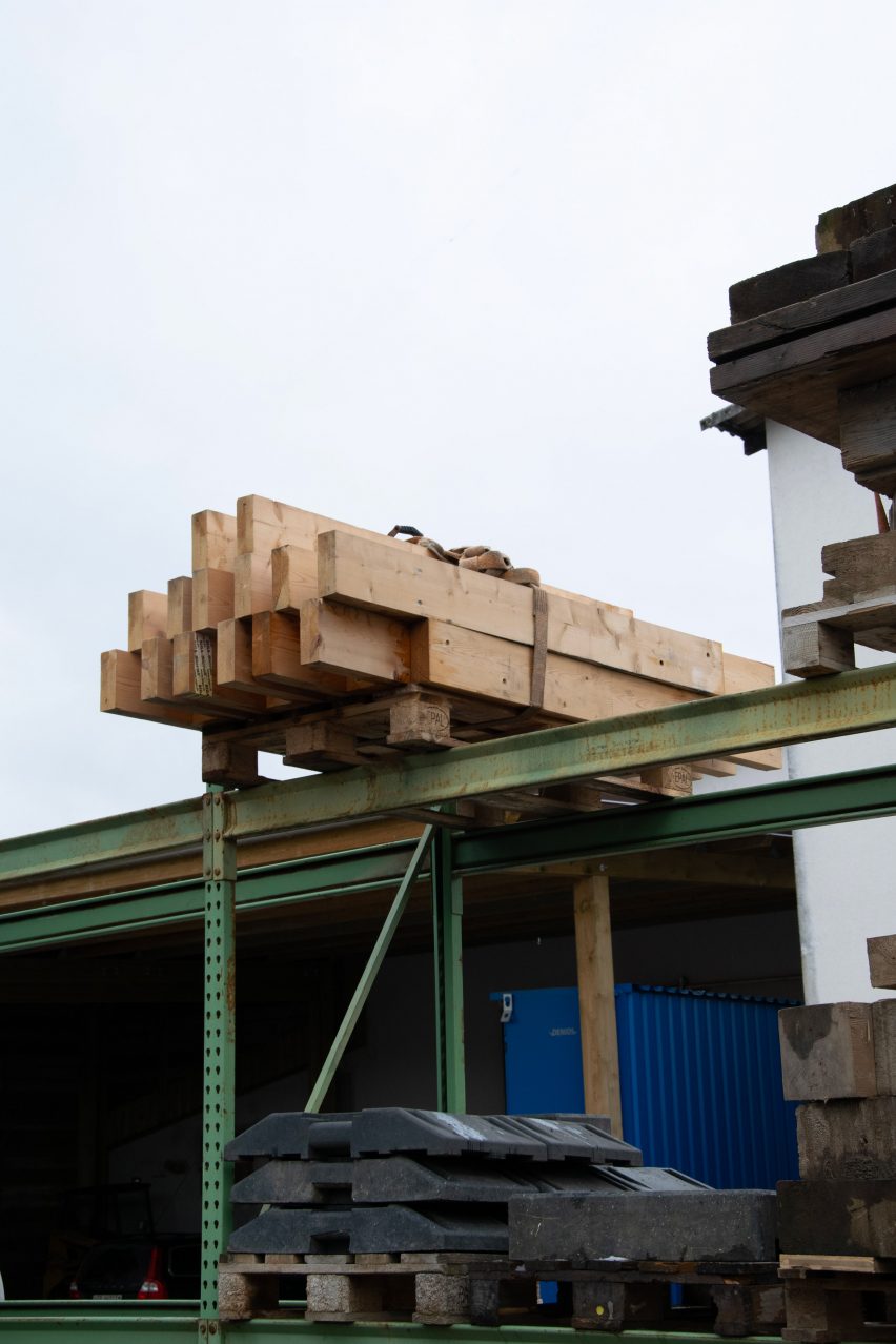Bundle of wood on building site
