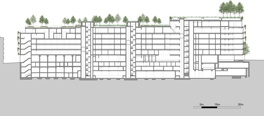 Section of Calwer Passage by Ingenhoven Associates