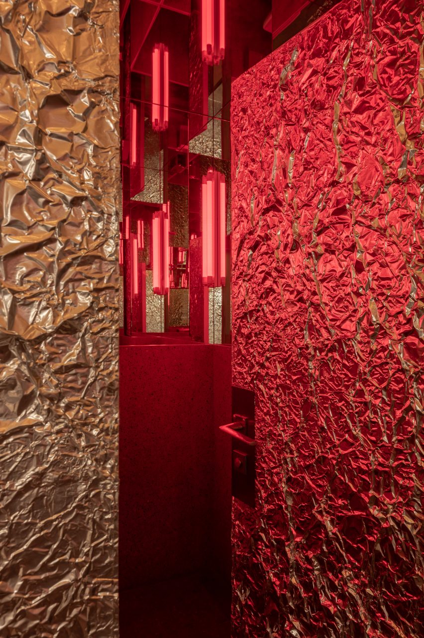Corridor with metallic walls