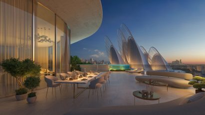 Private terrace at Mandarin Oriental Residences by BIG