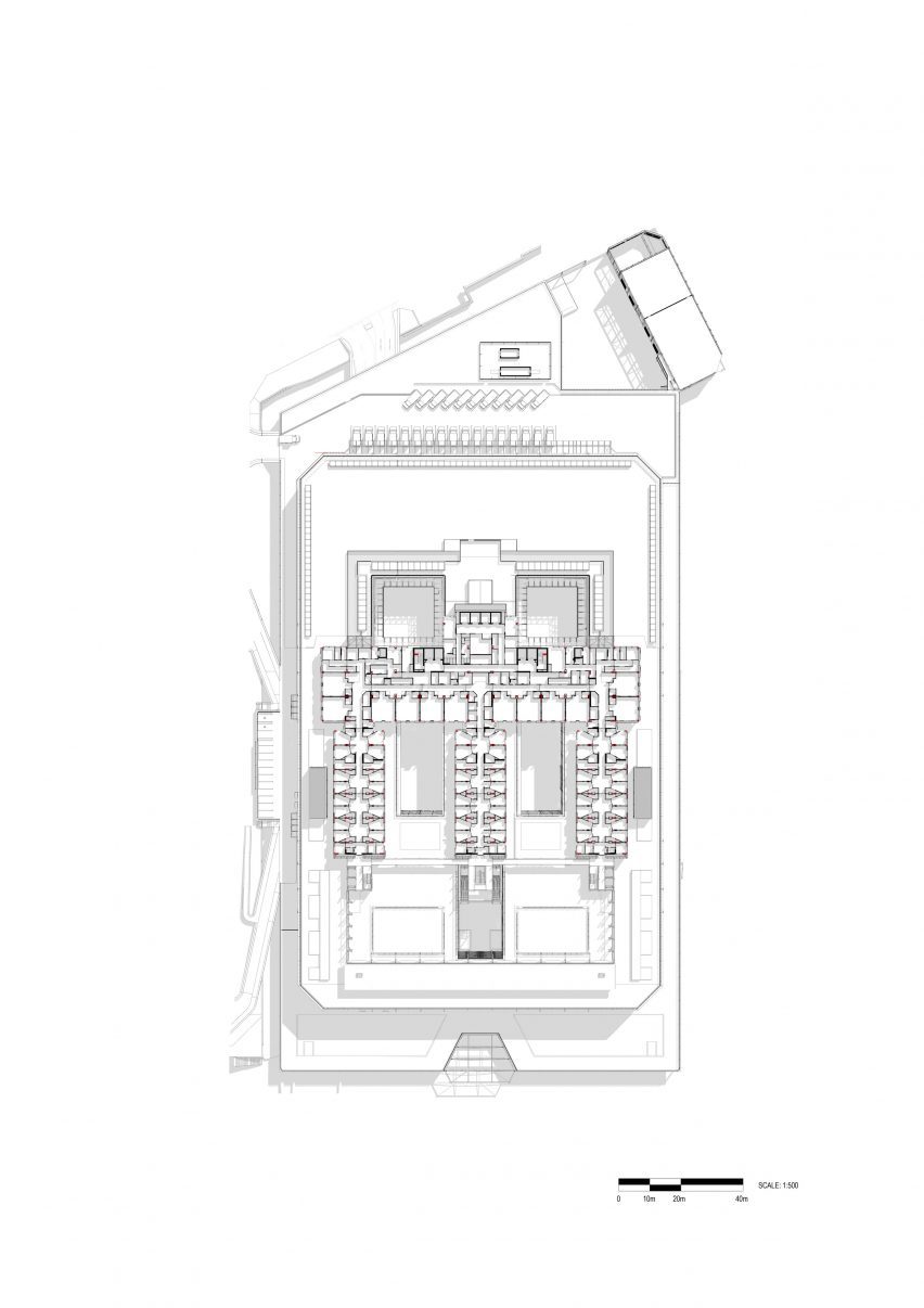 Floor plan of Midland Metropolitan University Hospital by HKS, Cagni Williams and Sonnemann Toon Architects.