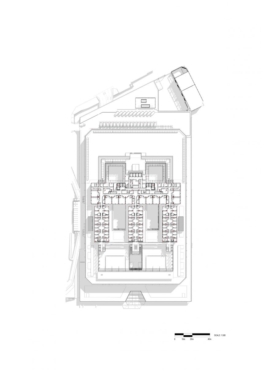 Floor plan of Midland Metropolitan University Hospital by HKS, Cagni Williams and Sonnemann Toon Architects.