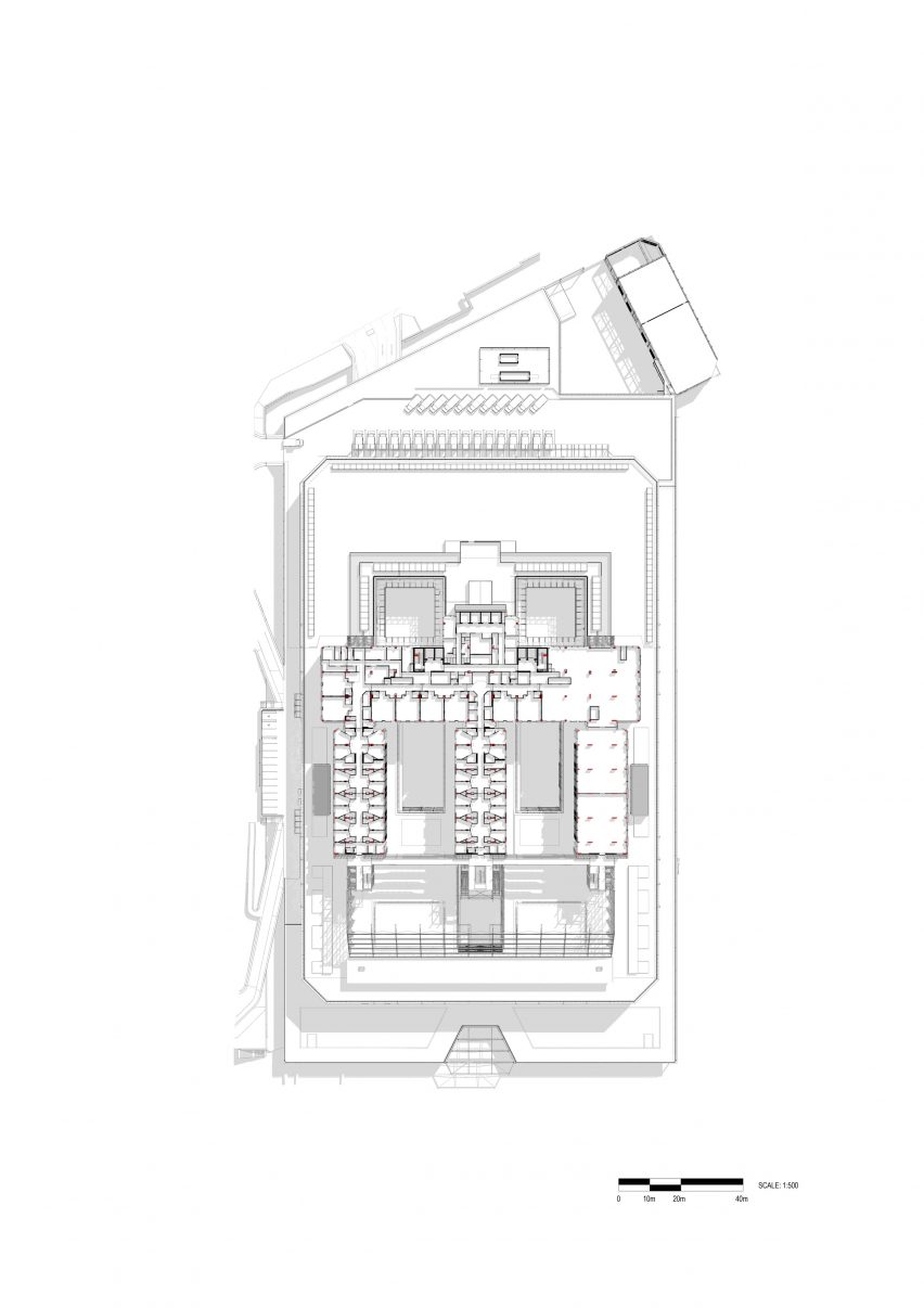 Floor plan of Midland Metropolitan University Hospital by HKS, Cagni Williams and Sonnemann Toon Architects.