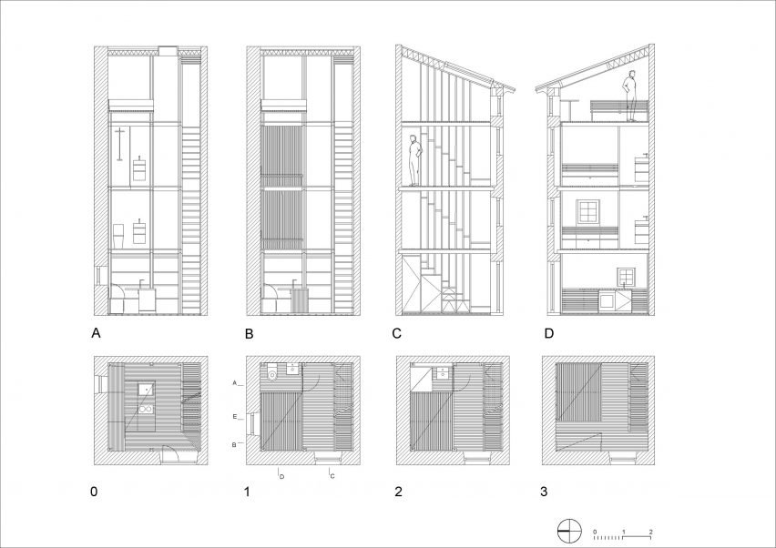 Section and plan of Light House by OFIS Arhitekti